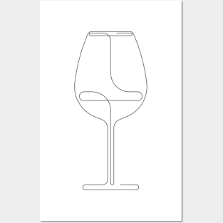 Wine glass line drawing Posters and Art